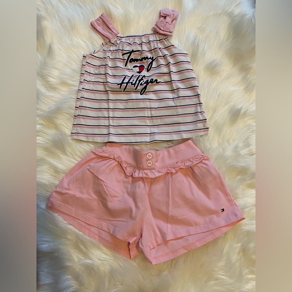 🎉 or 5️⃣ for $40🎉Tommy Hilfiger Striped Top and Pink Shorts Set